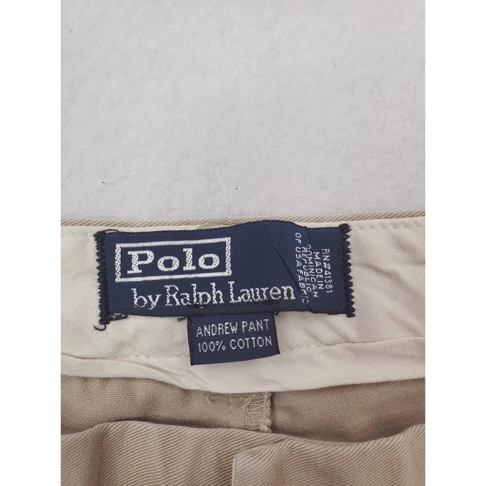Vintage Polo Ralph Lauren Andrew Pants Mens 38x34 Beige Classic Pleated Chino